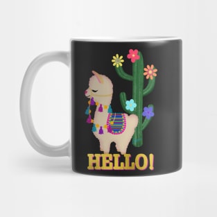 Hello Cute Little Llama and Cactus | Cherie's Original Art (c)2021 Mug